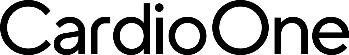 The image shows the word "CardioOne" in bold, black letters on a white background.